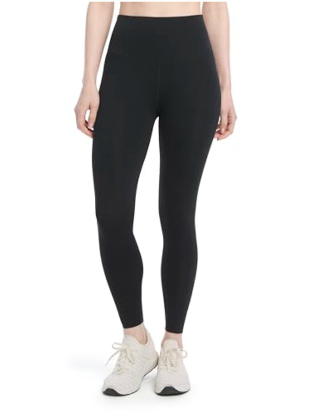 High-Rise Ankle Leggings with Compression Waistband, 4-Way Stretch Nylon Blend